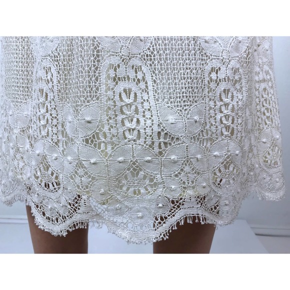 vintage 70s CREAM eyelash lace VICTORIAN SKIRT xs/s high waist cottage core boho - Picture 3 of 10